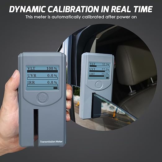 Digital Window Tint Meter Car Side Window Tint Tester, Sun Control Film Tint Reader Tool with Auto Display Rotation & Auto Calibration for VL/UV/IR Transmittance Rejection Detection, Tint Meter Gauge