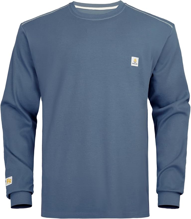 FR Shirts for Men CAT2/HRC2 6.5oz Lightweight Fire Resistant Shirts for Men Long Sleeve Crewneck T-Shirt