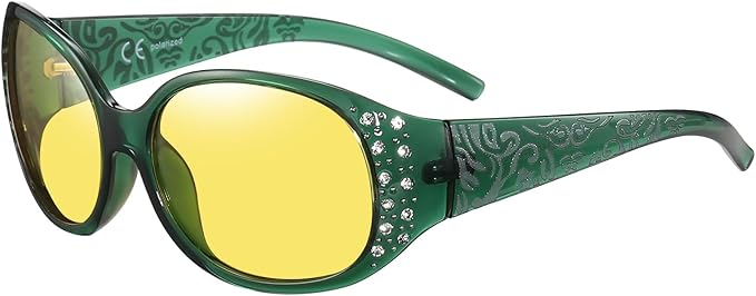 HAOLOTA Night Vision Driving Glasses Women Anti Glare Polarized, Wrap Around Nighttime Safety Glasses UV Protection