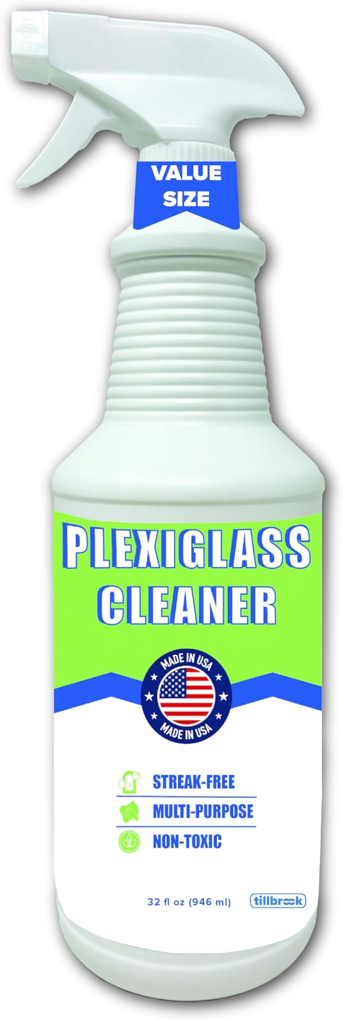 Plexiglass Cleaner - 32 oz Acrylic Cleaner for Plexi glass, Plastic, Vinyl, Fiberglass, and More - Universal, Streak-free, Non-Toxic, Spray and Wipe Cleaner for All Non-Porous Surfaces