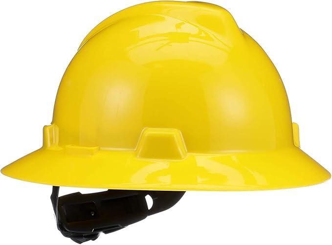 MSA V-Gard Full-Brim Hard Hat with Suspension - Polyethylene Shell, Superior Impact Protection and Self Adjusting Crown Straps - Standard Size Hard Hat