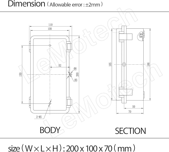 ABS Plastic Dustproof Waterproof IP65 Junction Box Hinged Shell Universal Electrical Project Enclosure Gray, with PC Transparent Clear Cover 7.9 x 3.9 x 2.8 inch (200 x 100 x 70mm)