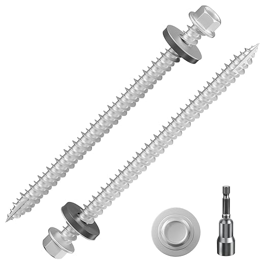 # 3/16 * 3 "42PCS 1lbs Gray hex Metal Sheet roof Screws, with Anti Rust Coating, # 10 * 3, with EPDM Washer and hex self Tapping, Used for Metal to Wood, Corrugated Roofs. 5 * 75mm