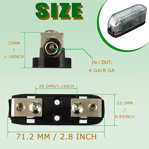 Mini ANL Fuse Holder - Midi Fuse Holder for Automotive Marine (2 Pcs)