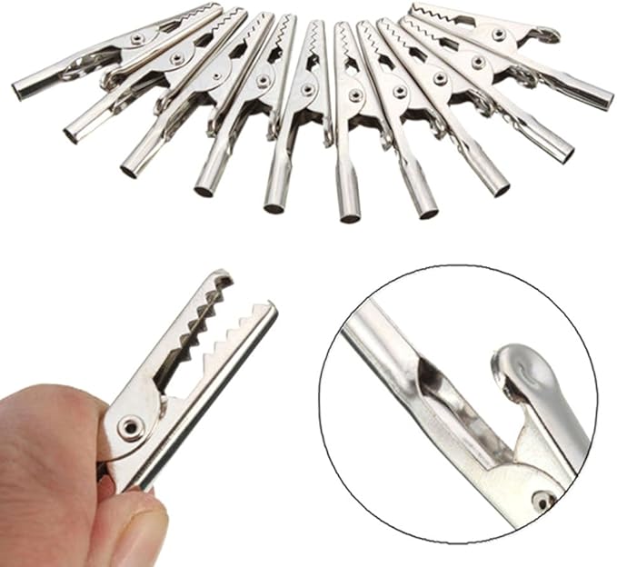 10Pcs/Lot 51mm Length Crocodile Clips Stainless Steel Screw Probe Fixing Test Alligator Clips Crocodile Clamps