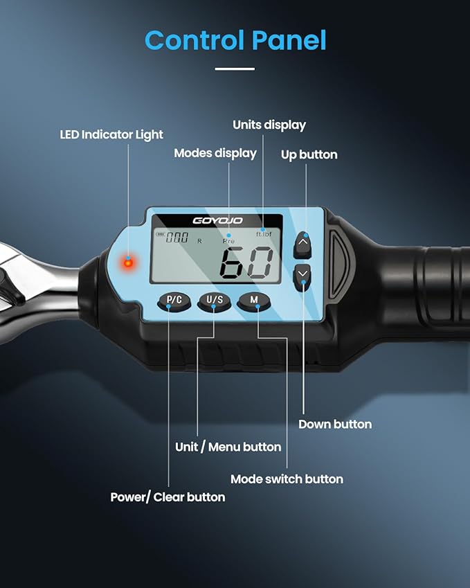 GOYOJO 1/4 In Digital Torque Wrench 0.74-7.37 ft-lb/1-10Nm High-Precision Durable Tool for Bicycles, Motorcycles, Home Appliances, and DIY Projects ±2% High Accuracy