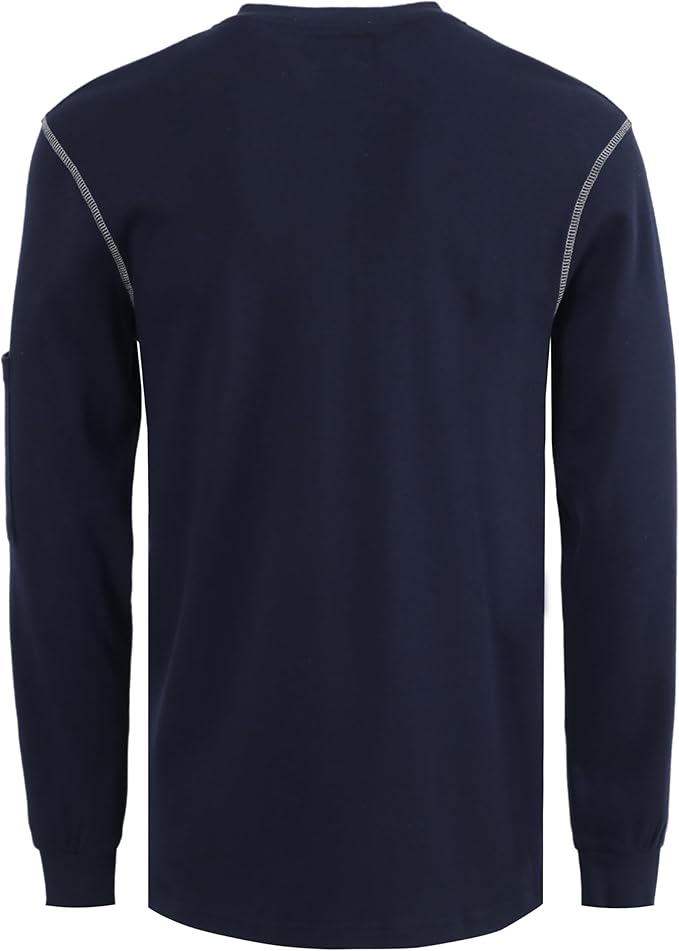 KONRECO FR Shirts for Men Long Sleeve 7oz Cotton Flame Resistant/Fire Retardant CAT2 Henley Shirt