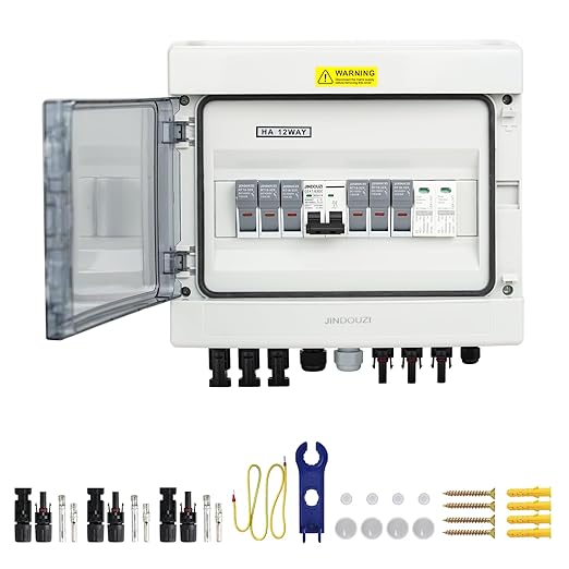 3 in 1 Out Solar Combiner Box,PV Combiner Box with 20A PV Fuse,DC 63A Circuit Breaker and Surge Protector,IP65 Solar Disconnect Switch Box for Indoor Outdoor Solar Panel System (3 in 1 Out 20A 500V)
