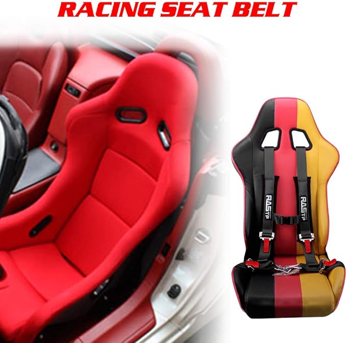 RASTP 4 Point Safety Harness Set with Ultra Comfort Heavy Duty Shoulder Pads,(Pack of 1) (Black)