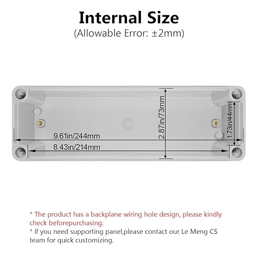 LeMotech IP67 Waterproof Junction Box ABS Plastic Project Box Dustproof Electrical Box Outdoor Enclosure for Electronics DIY Case Gray 9.8X 3.1x 2.8 inch (250x 80x 70 mm)