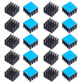 20PCS Black Aluminum Heat Sink with Thermal Conductive Adhesive Tape, 14×14×7mm Heatsink Cooler for Cooling VRM GPU Stepper Driver MOSFET VRam Regulators