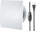 4inch Exhaust Fan, Window Wall Mount Vent Extractor Fan w/Button Switch, Cord for Kitchen Bathroom Workshop Garage (Slim Curved Panel)