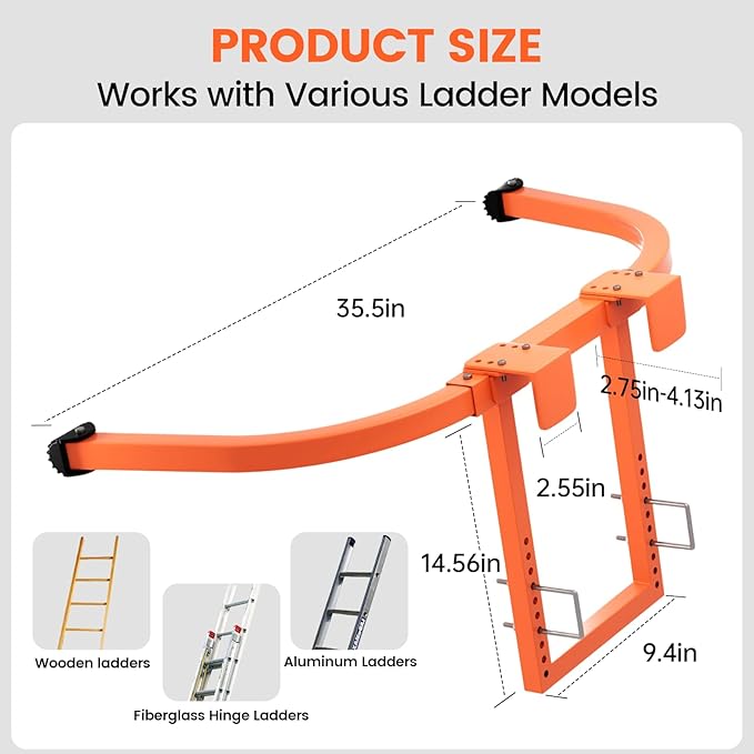 Ladder stabilizer,Extension Ladder stabilizer,Ladder Standoff with Extension Accessory,roof Ladder for Roof Gutter with Anti-Slip Rubber Feet