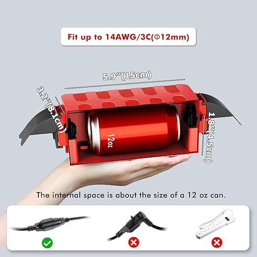 Flemoon [2 Pack] IP55 Small Outdoor Electrical Box Waterproof (Inner 5.9 x 3.2 x 1.8inch), Extension Cord Cover with Detachable Awning Covers for Plug, Outlet, Holiday Lights, Red