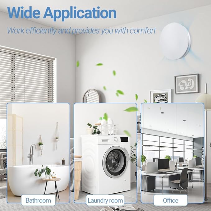 WiseWater Bathroom Round Exhaust Fan, 110V ac 140CFM 6'' Duct 8.3" Panel ABS Vent Fan Wall-mounted Extractor Fan with Accessories for Bathroom, Laundry Room, Office