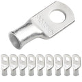SELTERM 10pcs 2 AWG-3/8" Stud (Wide Pad) Tinned Copper Wire Lugs,Heavy Duty Battery Cable Ends,2 Gauge Ring Terminals,UL Battery Lugs Marine Grade Copper Eyelets Electrical Battery Terminal Connectors