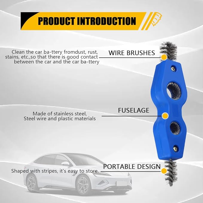 4 in 1 Car Battery Cleaning Brush, Battery Terminal Cleaner, Copper Pipes Cleaner Brush Tool, Auto Universal Interior and Exterior Battery Terminals Machine Parts Anti-Corrosion Battery Terminals