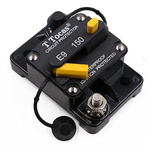 E9 T3 Hi-Amp 150A Circuit Breaker with Manual Reset 12V - 48V DC, IP67 Waterproof Switchable Breaker Surface Mount 150 Amp