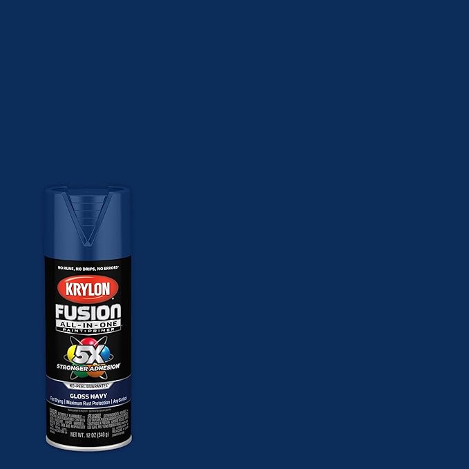 Krylon Fusion All-In-One Adhesive Spray Paint for Indoor/Outdoor Use, 12 oz, Navy