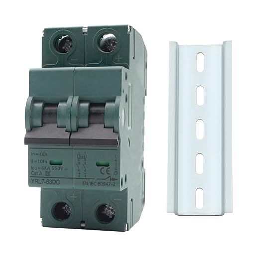 16A DC Circuit Breaker | 500V 2-Pole Solar Disconnect Switch | DIN Rail Mount for Solar Panels, PV Systems, Off-Grid & Battery Protection | Short Circuit Protection