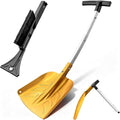 Snow Shovel with Ice Scraper & Brush, 17-30'' Extendable with Lightweight Aluminum Handle, 3-in-1 Folding Collapsible Winter Shovel Snow Removal for Camping Car Emergency Outdoors Home Yellow