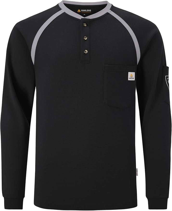 FR Shirts for Men Flame Resistant Shirts 6.5oz Light Weight Long Sleeve Fire Retardant Shirts CAT2/HRC2