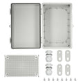 Waterproof Electrical Junction Box Outdoor, IP65 Thicken ABS Plastic Project Enclosure Weatherproof with 1 Grid Mounting Plate, 2 Cable Glands, 4 Wall Brackets and 8 Screws (Medium:11.4"x7.5"x5.7")