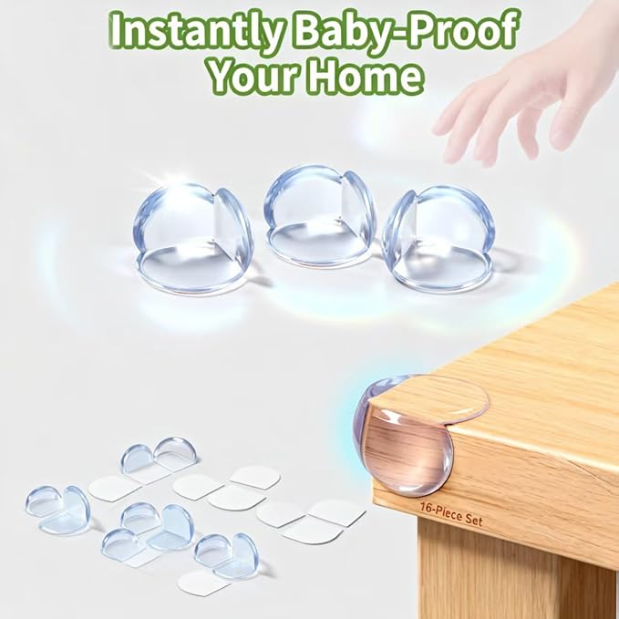 Extra Large & Ultra-Safe Baby Corner Protector Guards - 16-Piece Transparent Table Corner Protectors for Furniture, Super Strong Adhesive, Easy to Install Child Safety Set(Transparent Round)