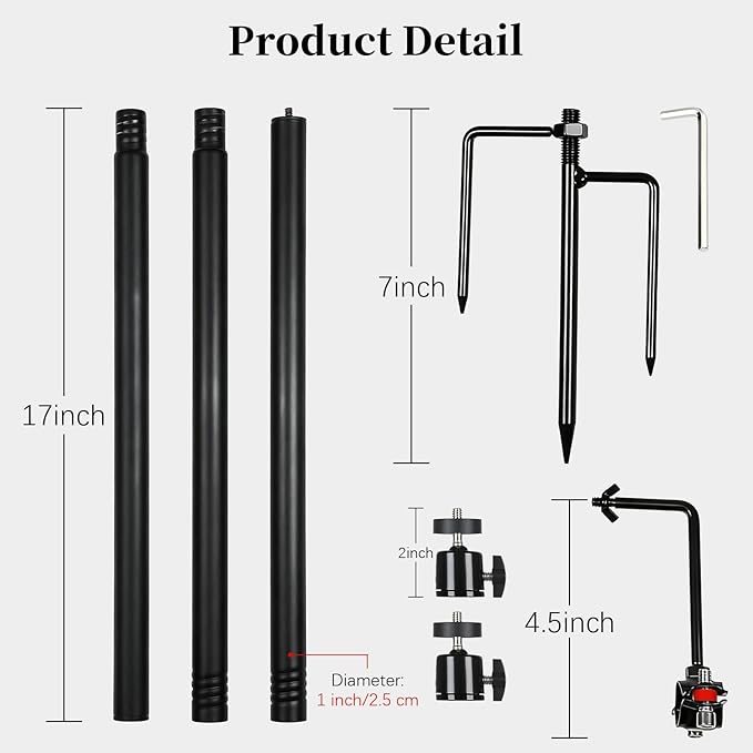 Xtellar 56'' Heavy Duty Trail Camera Mount with Solar Panel Arm - 2-in-1 Adjustable Steel Ground Stake, 360° Swivel Mounts, 3-Spike Base for Hunting/Outdoor Security Camera & Solar Panel(2 Pack)