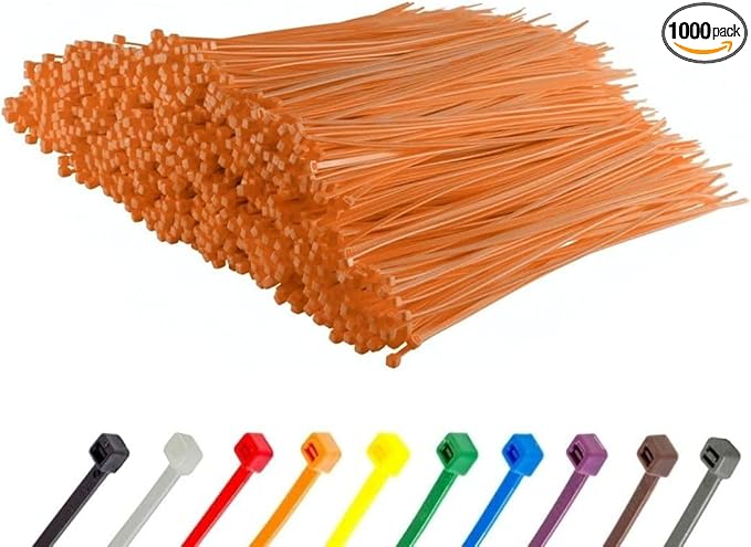 GTSE 14 Inch Orange Heavy Duty Zip Ties, 1,000 Bulk Pack, 120lb Strength, UV Resistant Nylon Cable Ties, Self-Locking 14" Tie Wraps
