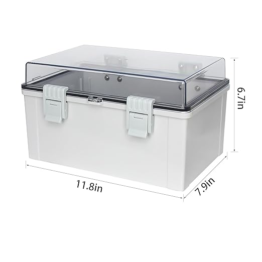 Waterproof Outdoor Junction Box IP66 ABS Plastic Electrical Box Universal DIY Project Box for Indoor/Outdoor Use with Wall-Mount Bracket Clear (11.8"x7.8"x6.6")