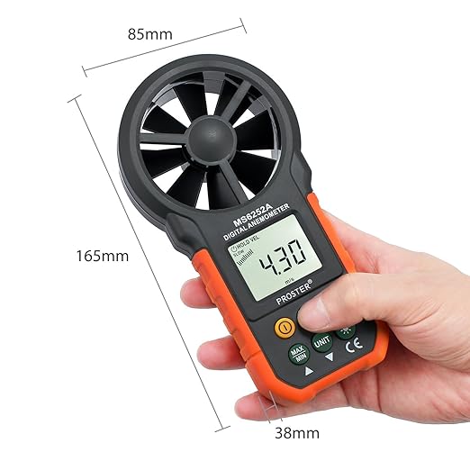 Proster Handheld Digital Anemometer - Portable Wind Speed Meter CFM Meter Wind Gauge Air Volume Measure with LCD Backlight for Outdoors Sailing Surfing Fishing