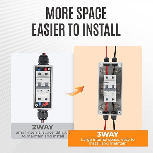 Solar Panels Disconnect Switch 20A 1000VDC PV Shut Off Switch Outdoor Circuit Breaker Box IP65 Waterproof UV-Proof