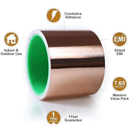 LOVIMAG Copper Tape, Copper Foil Tape (3"X 275") for Conductive Adhesive, Copper ShieldingTape for Guitars & EMI Shielding, Crafts, Electrical Repairs, Grounding