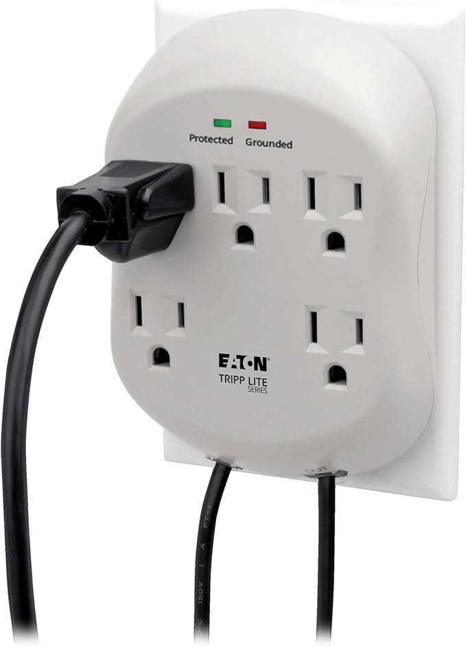 Eaton Tripp Lite SK5TEL-0 Multi-Plug Wall Outlet Extender Surge Protector Plug, 5 Outlets, 1080 Joules, Diagnostic LEDs, Phone (RJ11) Protection, Lifetime Manufacturer's Warranty & $15,000 Insurance