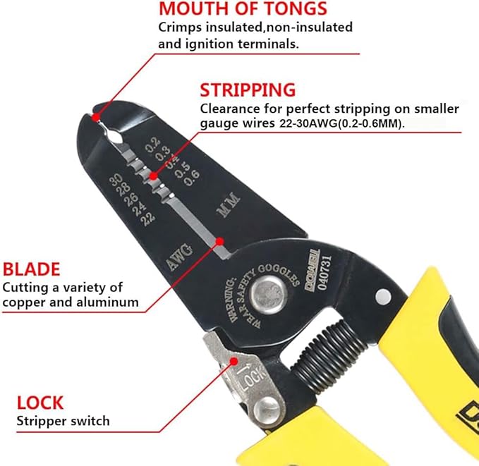 DOWELL 22-30 AWG Wire Stripper Wire Stripping Tool Wire Cutter And Multi-Function Hand Tool，Professional Handle Design And Refined Craftsmanship.