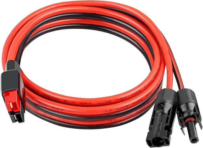 XRDS -RF 10AWG Solar Panel to Anderson-Style Connector Extension Cable 6FT, Tinned Copper Wire, 600V Rated, High-Temperature Resistance, for Solar Power Systems and Battery Connections