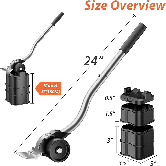 ONEON Furniture Lifter Tool with Height-Adjustable Base – Premium Furniture Jack for Heavy Furniture & Appliances, Effortless Lifting for Pads, Sliders & Mover Setups