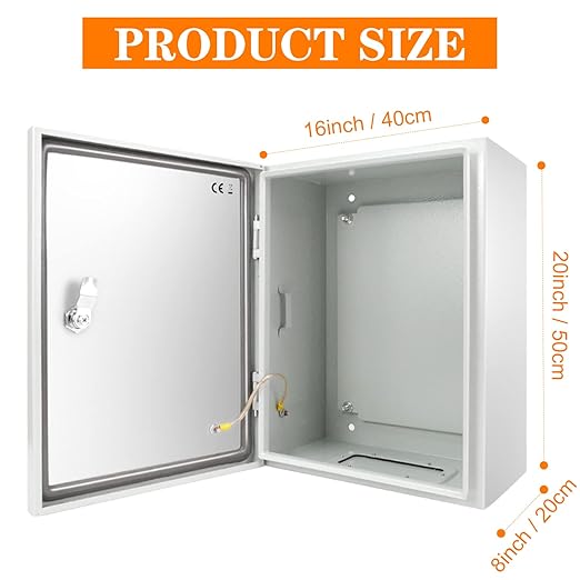 Outdoor Electrical Box 20 x 16 x 8'' Nema 4X Enclosure Weatherproof Electrical Junction Box Waterproof Electrical Enclosure Lockable Junction Box