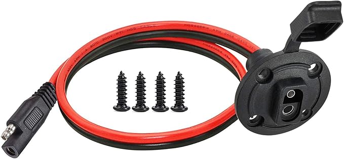 10AWG SAE Power Socket, Weatherproof Socket Sidewall Port,Quick Disconnect Wire Automotive Panel Extension Cable for Solar Generator Battery Charger.(50CM)