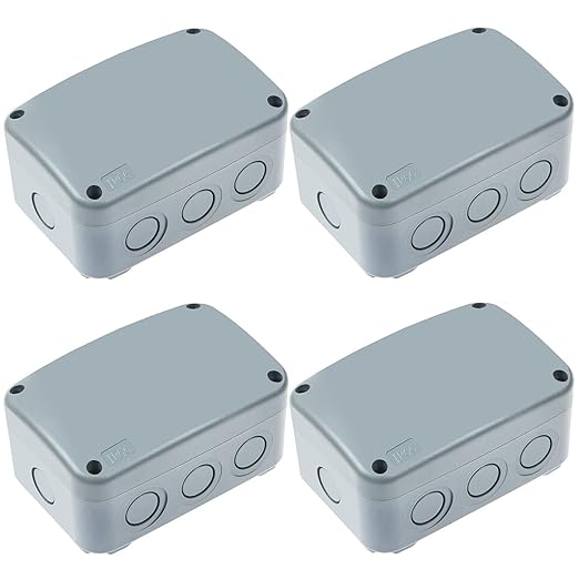 4PK Electrical Junction Box, Nineleaf IP66 Weatherproof Junction Box, 4.9"x 3.3"x 2.3" (125x86x62mm), PVC/ABS Plastic Electric Project Boxes, Universal Watertight Enclosure, for Pond,Terrace,Workshop