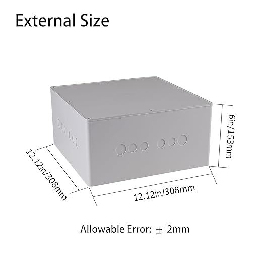 Junction Box 12" x 12" x 6" Dustproof PVC Plastic Electrical Boxes with Pre Molded 3/4" & 1" Punch in Holes Electrical Boxes Project Junction Conduit Box for Electrical Outdoor Enclosure