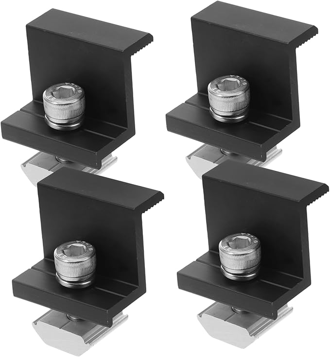 POPETPOP 4pcs Solar Panel Brackets Aluminum Alloy Mounting Clips Middle Clamp End Clamp Solar Mounting Kit for Systems