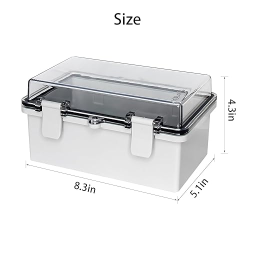 Outdoor Waterproof Electrical Box Junction Box ABS Plastic Electrical Enclosure Hinged Cover Electric Box with Mounting Plate for Outdoor Indoor Wiring Projects Clear 8.2"x5.1"x4.3"