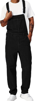 Men's Bib Overall Relaxed Fit Adjustable Strap Denim Work Pants with Large Pockets Durable Comfortable Jumpsuit for Men