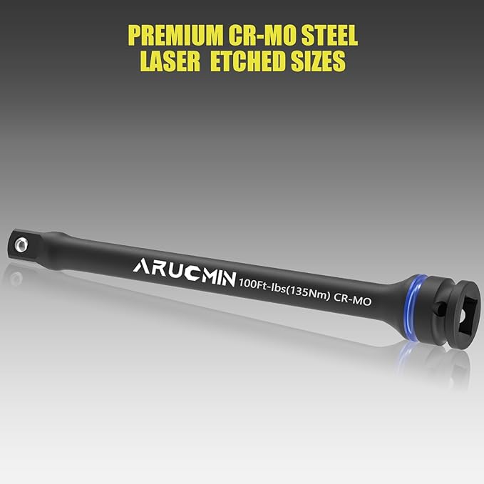 1/2" Drive 100 Ft-Lbs Torque Limiting Extension Bar, 8 Inch Color-Coded Lug Nut Torque Sticks