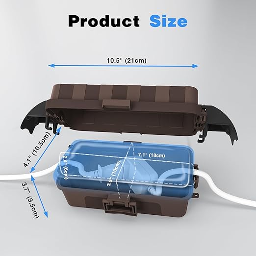 FLEMOON [2 Pack] IP55 Outdoor Electrical Box Waterproof with Detachable Awning Covers, 8.3 x 4.1 x 3.7 inch Weatherproof Extension Cord Cover, Easy Installation for Outdoor Plug, String Lights, Brown