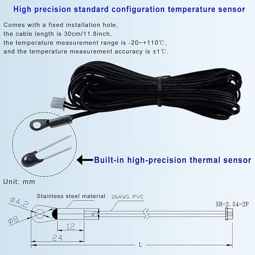 DC 12V 24V 4A 2-Way Adjustable PWM Fan Speed Controller, Automatic PC CPU Case Fans Temperature Control Governor with Sensor for 2 3 4-Wire DC Fan