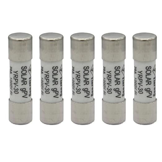 ZOOKOTO 5 Pcs 10x38mm 1000V DC Solar PV Photovoltaic Fuse 30A in line Fuse 30A UL:1000V DC In20A/40.3kA