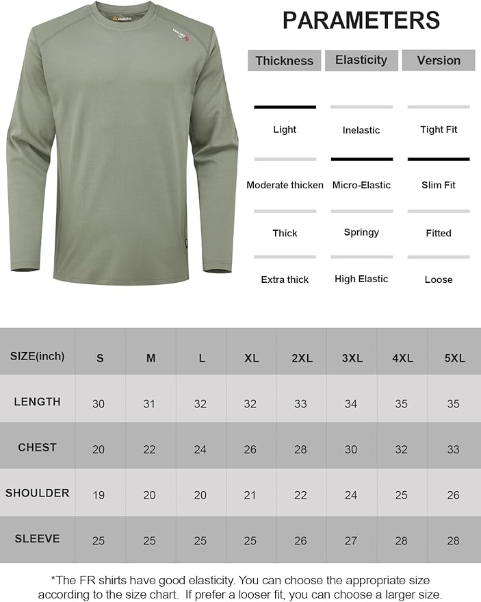 FR Shirts for Summer 5.5OZ Lightweight Breathable Vented Mesh Flame Resistant Long Sleeve Crew T-Shirt CAT2
